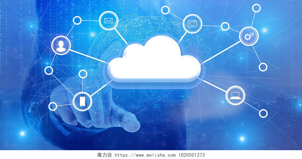 蓝色科技云技术商务城市链接展板背景科技-云端技术云计算云数据